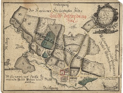 Mapa pozemků dvora Milenovice