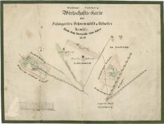 Hospodářská mapa bažantnice Schwemfeld a remízků Belveder